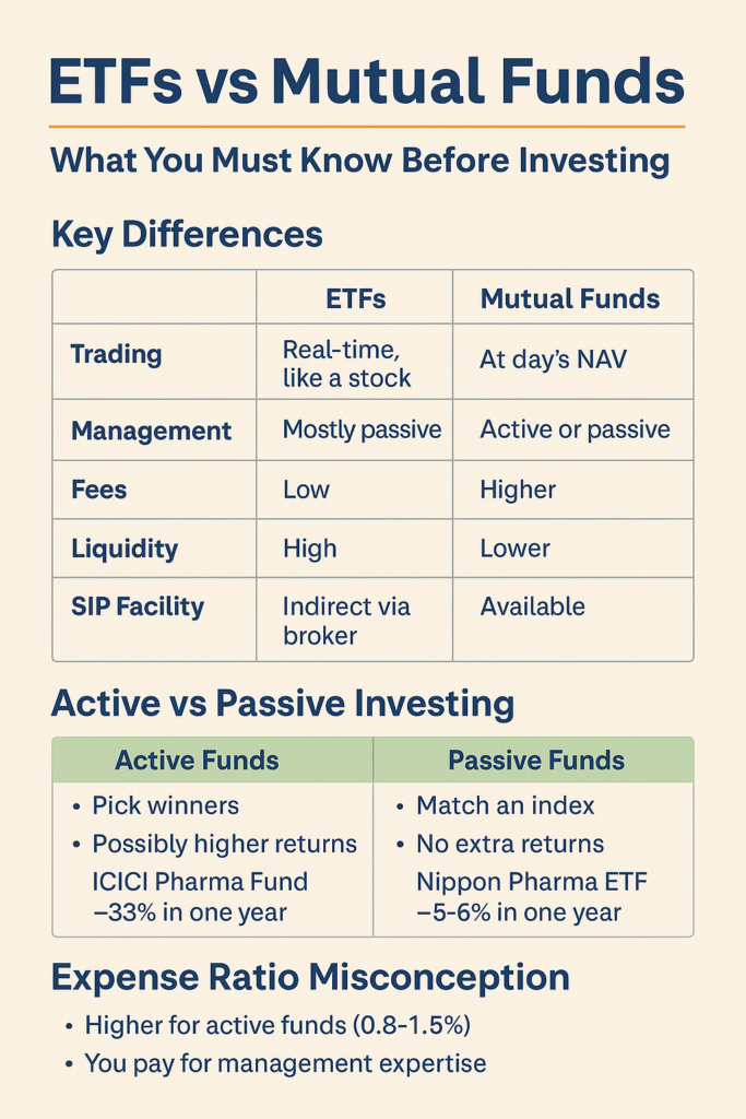 🧭 Mutual Funds vs ETFs: Don’t Fall for the Hype — Understand the Purpose